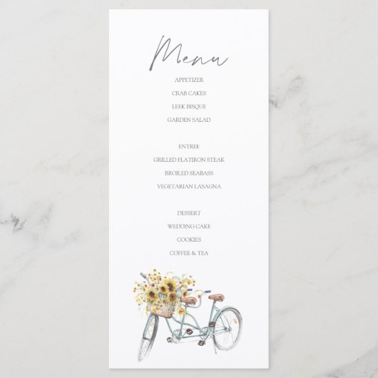 タンデム素朴自転車ひまわりウォーター結婚カラー メニュー (正面)