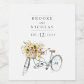 タンデム素朴自転車ひまわりウォーター結婚カラー ワインラベル (シングルラベル)