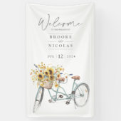 タンデム素朴自転車ひまわりウォーター結婚カラー 横断幕 (縦)