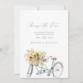 タンデム素朴自転車ひまわり水の色結婚の セーブザデート (正面)