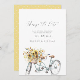 タンデム素朴自転車ひまわり水の色結婚の セーブザデート