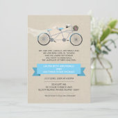 タンデム結婚自転車フェイク用リネン 招待状 (スタンド正面)