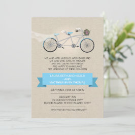 タンデム結婚自転車フェイク用リネン 招待状