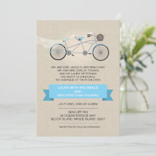 タンデム結婚自転車フェイク用リネン 招待状