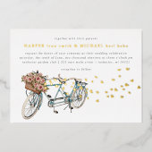 タンデム結婚自転車金ゴールド 箔招待状 (正面)