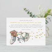 タンデム結婚自転車金ゴールド 箔招待状 (立ち正面)