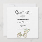 タンデム自転カジュアル車の広場が日付カードを節約 招待状 (正面)