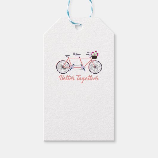タンデム自転車で一緒に進む モダン デザイン ギフトタグ (正面)