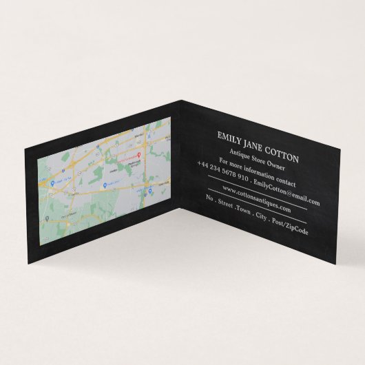 タンデム自転車とシャルボード、アンティークディーラー 名刺 (内部)