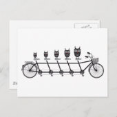 タンデム自転車のかわいいフクロウ ポストカード (正面/裏面)