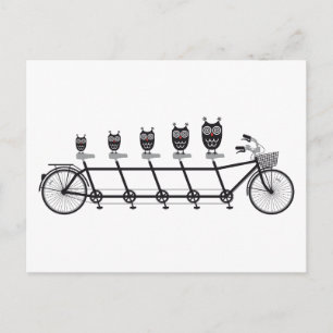 タンデム自転車のかわいいフクロウ ポストカード