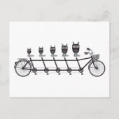 タンデム自転車のかわいいフクロウ ポストカード (正面)