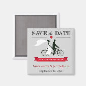 タンデム自転車のグレーと赤のセーブザデートマグネット マグネット (正面/裏面)