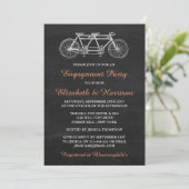 タンデム自転車のチョークボードエンゲージメントパーティー 招待状 (スタンド正面)