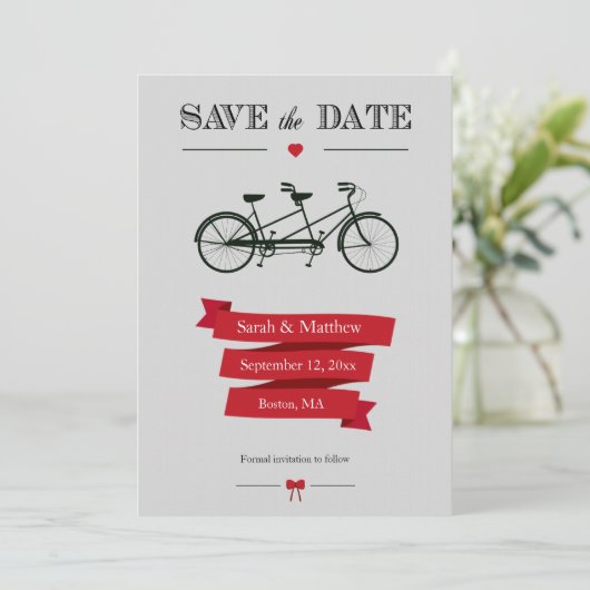 タンデム自転車の保存日付カード セーブザデート (スタンド正面)