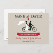 タンデム自転車の結婚式の日付はがきを保存 案内ポストカード (正面/裏面)