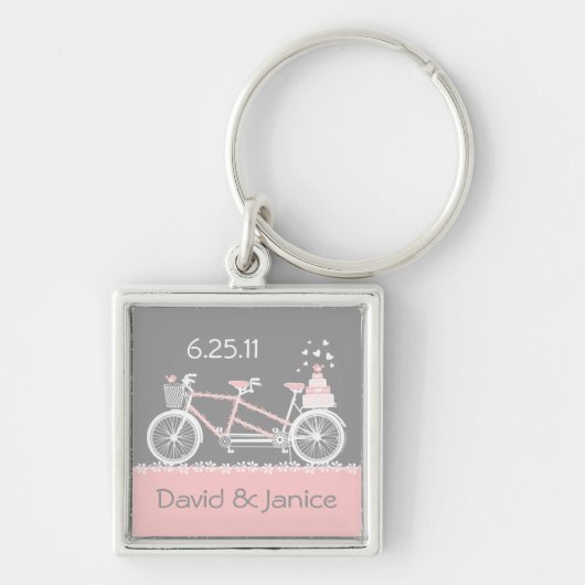 タンデム自転車の結婚式の記念品Keychain キーホルダー (正面)