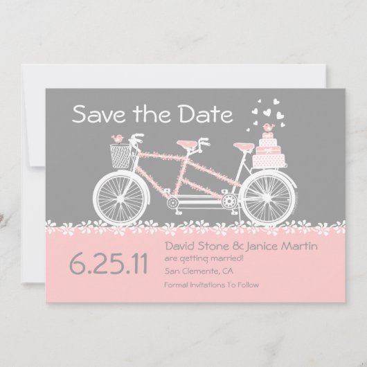 タンデム自転車の結婚式予告 セーブザデート (正面)