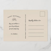 タンデム自転車の誕生日はがき 箔招待状 (裏面)