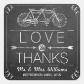 タンデム自転車の黒板タイポグラフィ結婚ズ スクエアシール (正面)