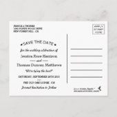 タンデム自転車の黒板タイポグラフィ結婚ズ 案内ポストカード (裏面)