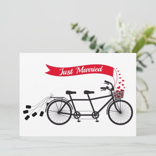 タンデム自転車を結婚するたった今結婚しました 案内状 (スタンド正面)