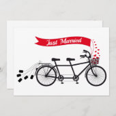 タンデム自転車を結婚するたった今結婚しました 案内状 (正面/裏面)