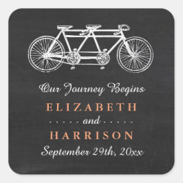 タンデム自転車オンシャルボード結婚式の引き出物 スクエアシール