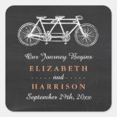 タンデム自転車オンシャルボード結婚式の引き出物 スクエアシール (正面)