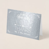 タンデム自転車タイポグラフィ写真結婚の皆様へ 箔カード (正面)