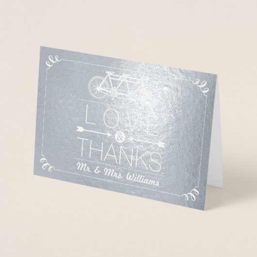 タンデム自転車タイポグラフィ写真結婚の皆様へ 箔カード (正面)