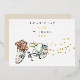 タンデム自転車ブライズメイドプロポーザル ゴールド 箔招待状