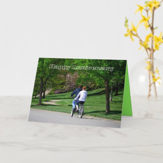 タンデム自転車幸福記念日カード カード (黄色い花)