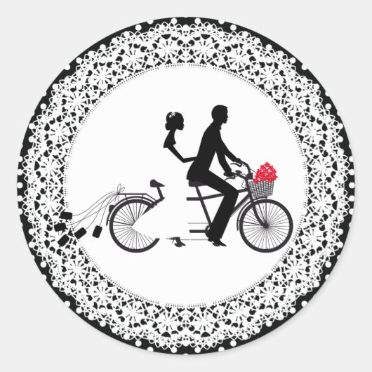 タンデム自転車結婚のシール ラウンドシール (正面)