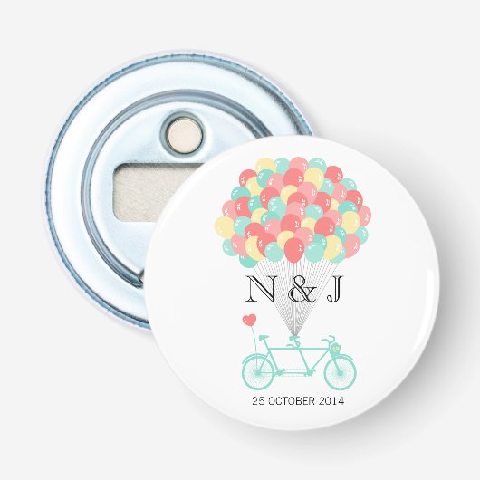 タンデム自転車結婚のボトルオープナー 栓抜き (正面)