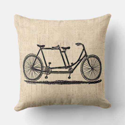 タンデム自転車2人自転車アンティーク自転車 クッション (裏面)