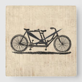 タンデム自転車2人自転車アンティーク自転車 スクエア壁時計 (正面)