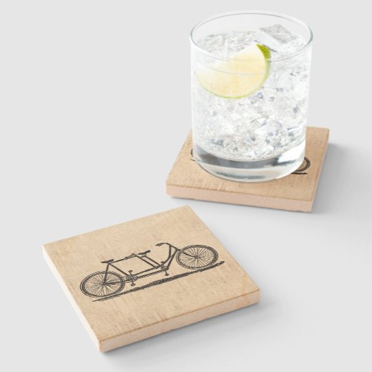 タンデム自転車2人自転車アンティーク自転車 ストーンコースター (横)