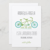 タンデム自転車/バイクモダンウェディング日付を保存 セーブザデート (正面/裏面)