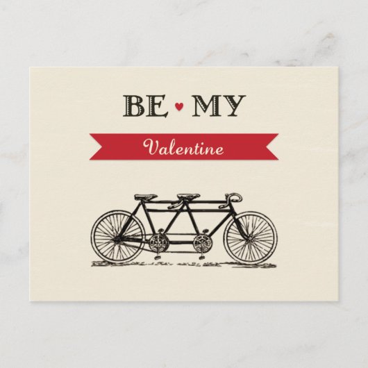 タンデム自転車-私のバレンタインカードがあって下さい シーズンポストカード (正面)