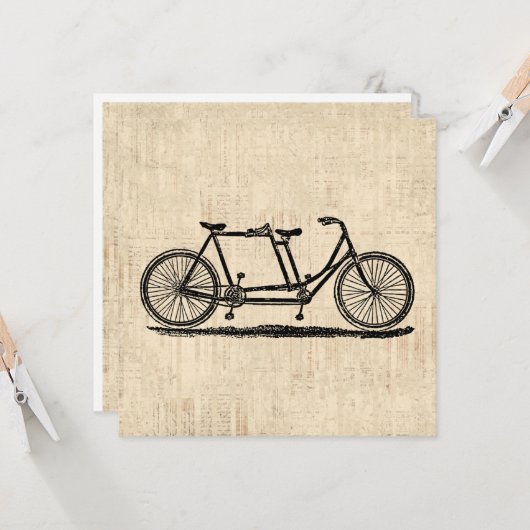 タンデム自転車 2人乗り自転車 アンティークバイク カード (正面/裏面インサイチュ)