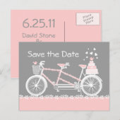 タンデム自転車 Save The Date ポストカード (正面/裏面)