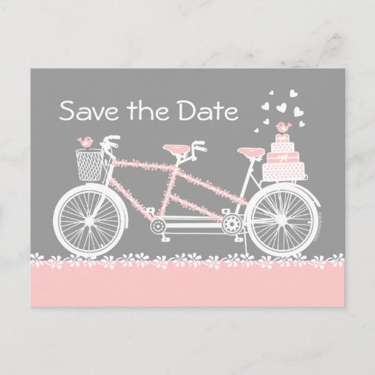 タンデム自転車 Save The Date ポストカード (正面)