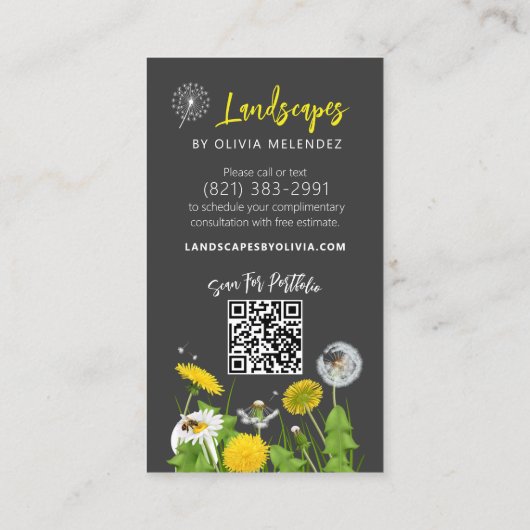 タンデリオンとハチのエコフレンドリー芝生サ気にービス 名刺 (裏面)