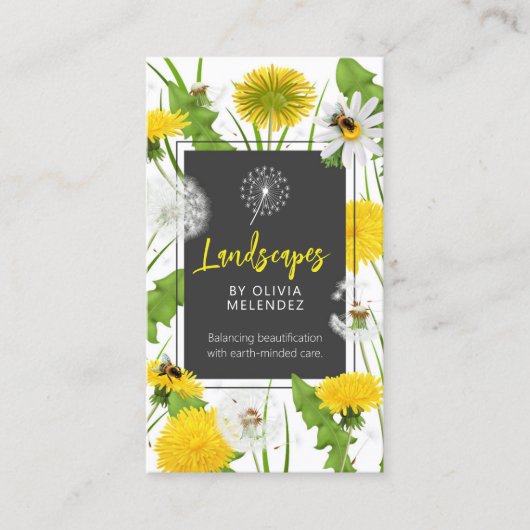 タンデリオンとハチのエコフレンドリー芝生サ気にービス 名刺 (正面)
