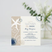 タンネイビーブルーアイボリービーチブライダルシャワー 招待状 (スタンド正面)