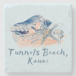 タンネルズビーチ カウアイ島の貝殻 ストーンコースター