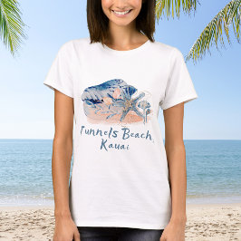 タンネルズビーチ カウアイ島の貝殻 Tシャツ