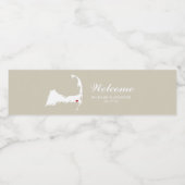 タンハーウィッチケープコッドマップと赤いハートウェディング ペットボトルラベル (シングルラベル)