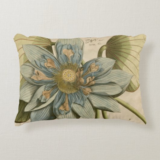 タンバックグラウンドに咲く青い蓮書の花 アクセントクッション (正面)